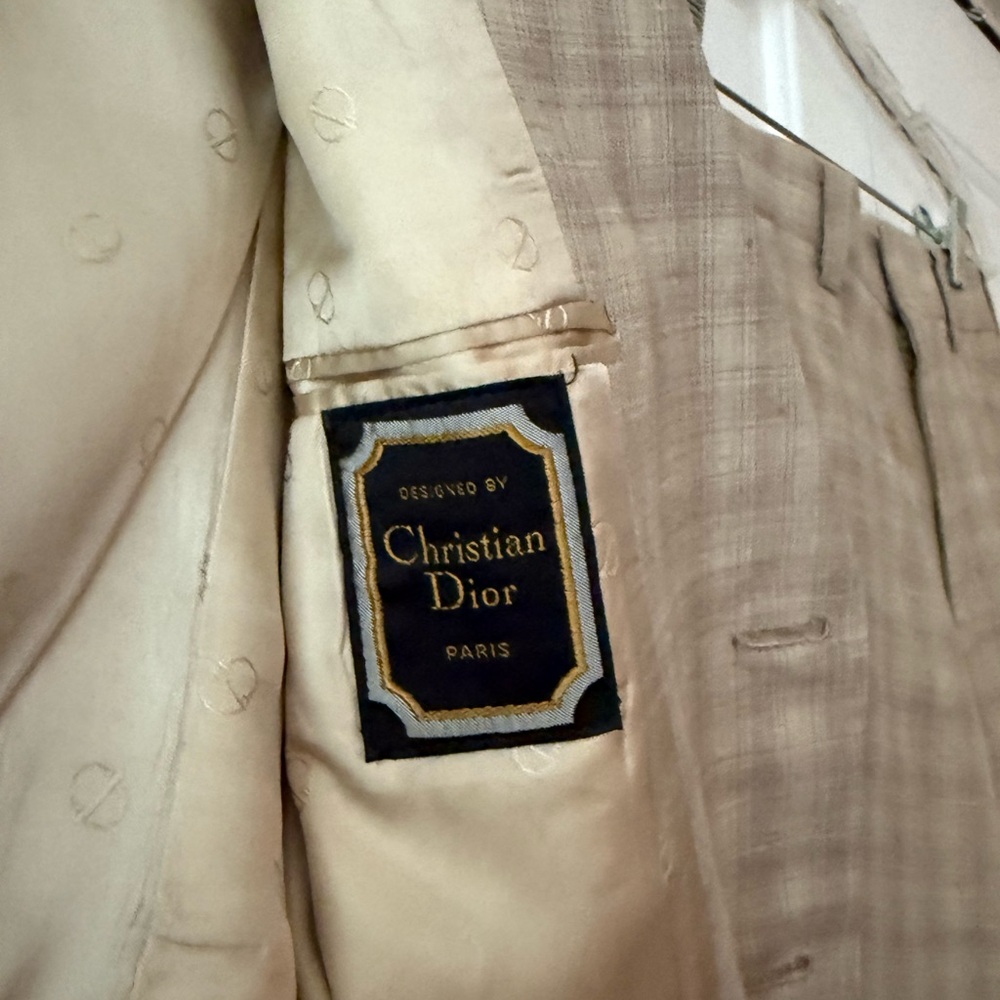 Vintage Dior Beige Plaid Women's Suit